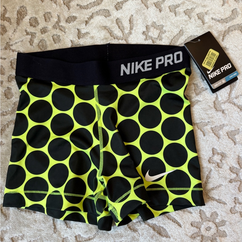 Nike Pro Neon Yellow and Black Active Shorts